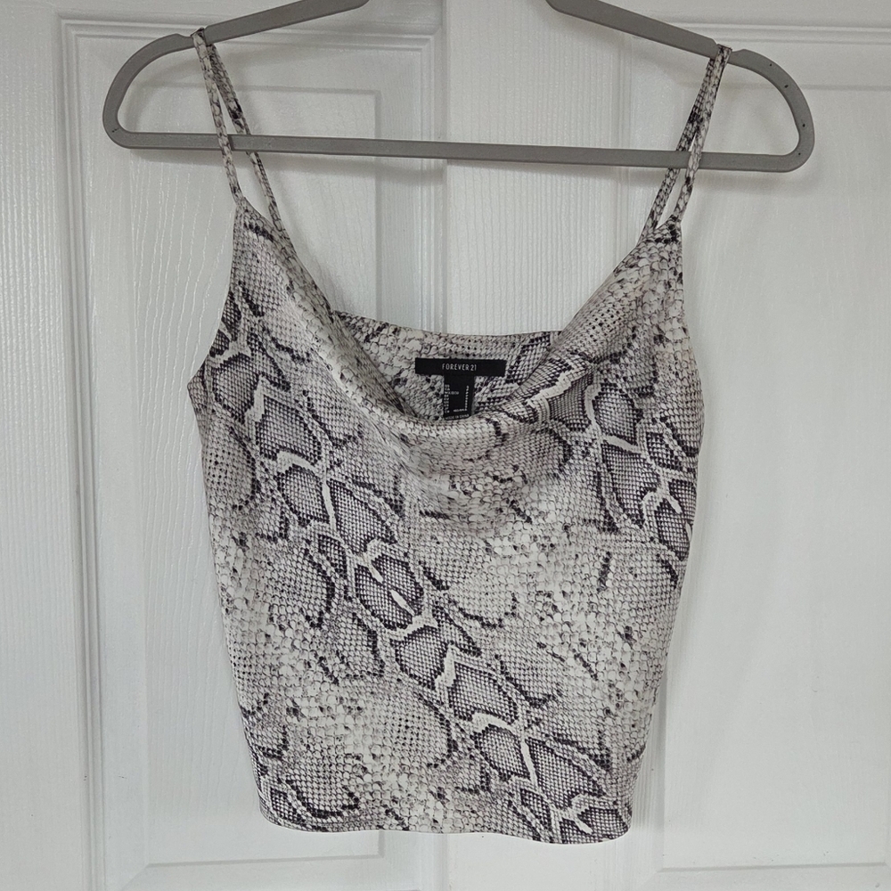 Forever 21 Neutral Snakeskin Cowl Neck Cami S